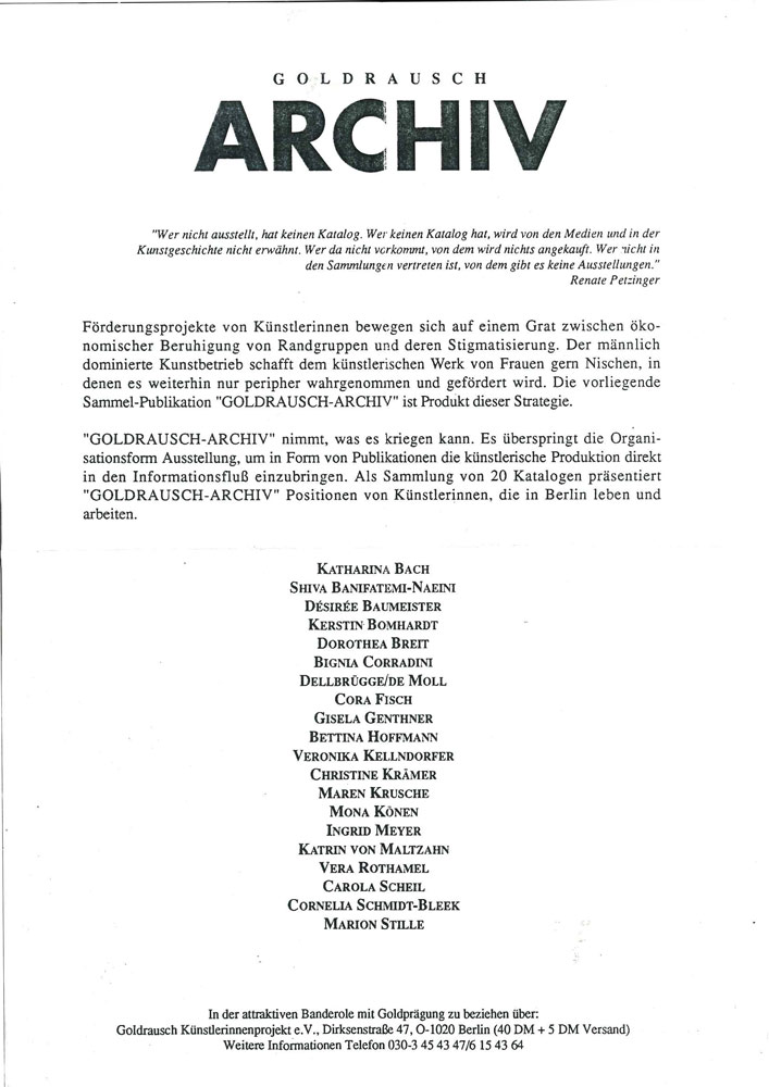 Jubiläum Goldrausch 30 Jahre, Archiv – Goldrausch 1992, Statement